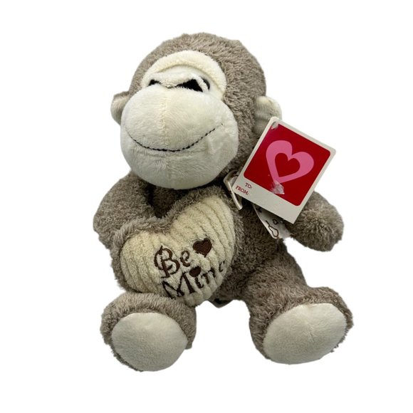 Kellytoy Monkey Be Mine Valentines Day Tan Heart Stuffed Animal Plush Toy - Picture 2 of 10